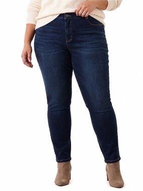 Tahari Kelly Women’s Plus-Size Mid-Rise Skinny Jeans - Dark Blue Wash